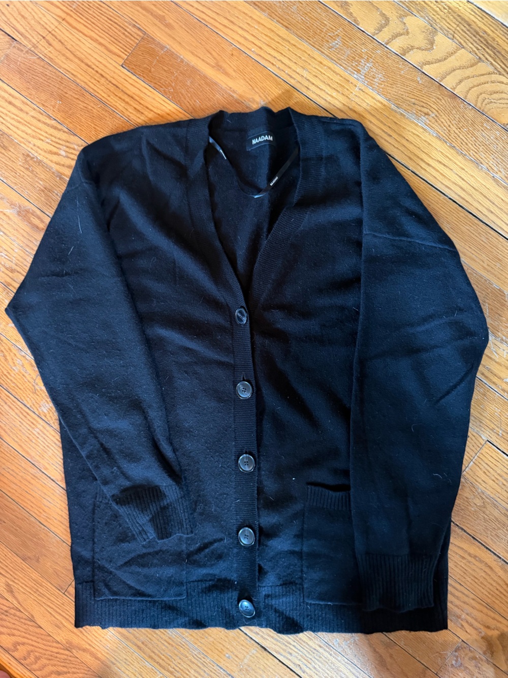 Naadam Black Button-Front cashmere Cardigan